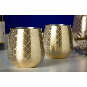 Custom Logo Stainless Steel Copper Plated <b>Wine</b> Glass Luxury Metal Gin Cocktail <b>Goblet</b> Shatterproof Barware Drinkware Gift Glass - Product Image 3