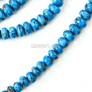 AAA Blue Copper Turquoise Rondelle Beads 8-10MM Turquoise Gemstone Beads Strand Blue Turquoise Beads For Jewelry Making Supplies - Product Image 4