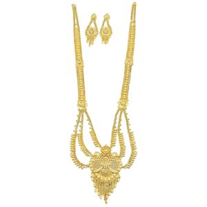 Juego de Collares Rani Haar de Oro Micro de 14K, 18K, 24K al por Mayor, Conjunto de Joyería de Latón Dorado de Moda con Diseño Floral, Set de Joyería India para Bodas - Product Image 3