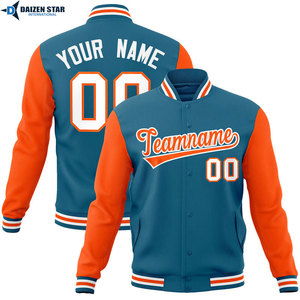 Chaqueta Varsity para Hombre, Personalizada con Nombre y Número del Equipo, Manga Azul y Amarilla, Ropa Casual de Otoño, Material de Poliéster - Product Image 6