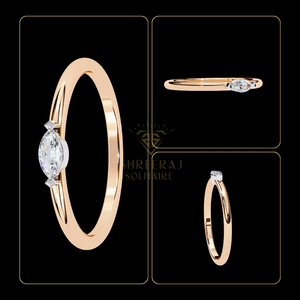 แหวนหมั้นเพชรทรงมาร์คีส์ 0.10 กะรัต สไตล์มินิมอลใหม่ เพชรเพาะเลี้ยงในห้องปฏิบัติการ ทองคำแท้ 18K สี E/F ความสะอาด VVS รับรองโดย IGI ยี่ห้อ SHREERAJ - Product Image 5
