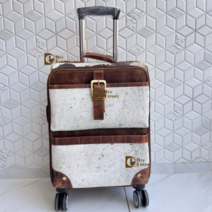 Real Cowhide Leather Luggage Bags Multi Uses Handmade Trolley Bag Unisex Big Size Multi Uses Hair on Hide Fur Handmade <b>Suitcase</b> - Product Image 1