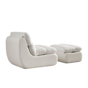 Poltrona Reclinabile Moderna Eco-Sostenibile in Corduroy Compresso con Pouf, Comoda per Piccoli Spazi, Soggiorno, Camera da Letto, Ideale per Centri Commerciali - Product Image 6