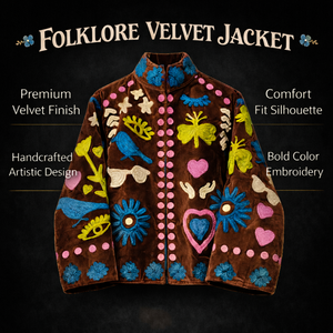 Chaqueta de terciopelo bordada a mano para mujer, estilo bohemio étnico, cuello alto, prenda exterior. - Product Image 2