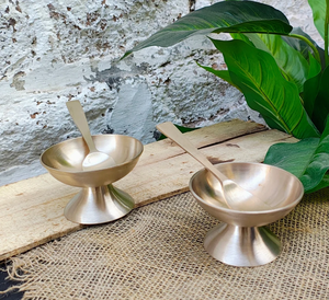 Bol à glace en laiton fait main, fournisseur en gros personnalisé, bols en métal faits à la main avec cuillères, design minimaliste, bol en laiton - Product Image 1