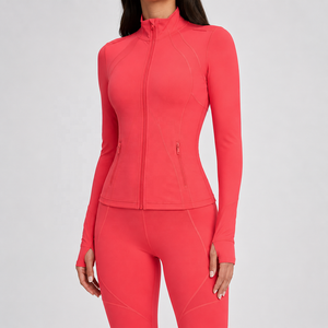 OEM Womens Full Zip <b>Workout</b> <b>Jacket</b> Custom Yoga Running Gym Sports <b>Jacket</b> Thumb Hole Quick Dry Slim Fit Activewear Manufacturer - Product Image 1