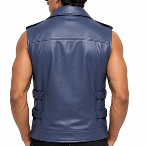Men’s <b>Leather</b> Vest <b>Jacket</b> <b>Sleeveless</b> Modern Design Multiple Zip Pockets Adjustable Side Straps Bold Urban Style Custom Design - Product Image 2