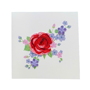 Tarjeta de quilling con diseño de rosa roja, tarjeta de felicitación hecha a mano con sobre, tarjeta floral de quilling especial para todas las ocasiones, manualidades en papel - Product Image 3