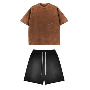 Ensembles d'été pour hommes : T-shirt à manches courtes et short délavé effet soleil, 2 pièces, design personnalisé - Product Image 4