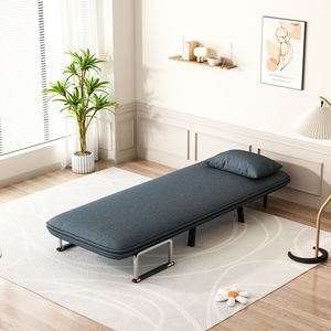 Poltrona Letto Convertibile 31,5 Pollici, Divano Pieghevole a Tre Sezioni con Schienale Regolabile e Cuscino, Chaise Longue per il Relax, Struttura in Acciaio Resistente - Product Image 2