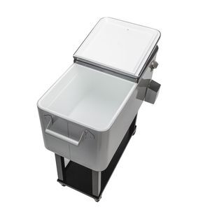 Carro de almacenamiento para fiestas rodantes al aire libre 80QT, Enfriador de pulverización de hierro con estante cálido, cofre de abeja, Patio para almacenamiento de hielo - Product Image 3