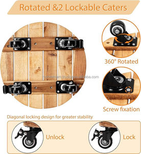Gran oferta, bandeja rodante de madera de acacia resistente, carrito de planta de estilo Vintage con ruedas bloqueables para uso en el suelo en el hogar - Product Image 3