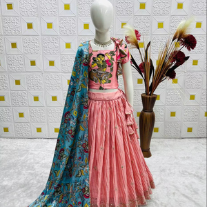 Ensemble Lehenga Choli pour enfants avec dupatta imprimé – Tenue ethnique pour filles pour mariage et fêtes - Product Image 1