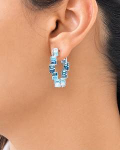 <b>Gold</b> Plated Moissanite <b>Emerald</b> Cut Geometric Colorful Dangle Hoop Drop <b>Earrings</b> for Women Party Gift Jewelry - Product Image 3