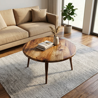 Table basse ronde en bois, style mid-century moderne, faite à la main, meubles de salon