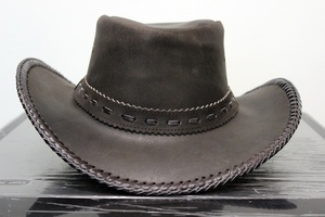 Chapeau de cowboy artisanal en cuir marron foncé avec bord tressé, style western, pour l'équitation et le ranch, pour homme - Product Image 4