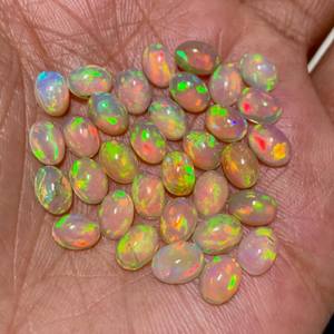 Lot de cabochons d'opale jaune éthiopienne Welo Fire Opal, pierres brutes de forme ovale, de 6x4mm à 8x10mm, pour la création de bijoux - Product Image 4