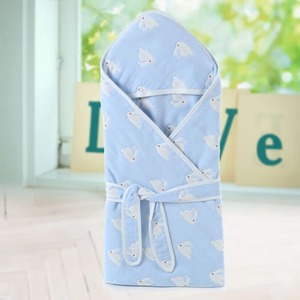 Cartoon Printed Cotton Baby Swaddle Blanket Newborn Skin-Friendly <b>Hooded</b> <b>Towel</b> Rectangle Shape Machine Washable - Product Image 2