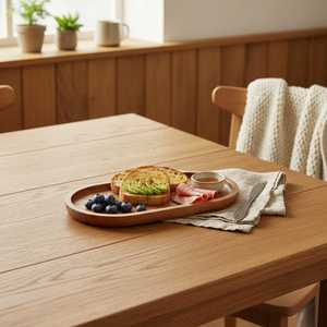 Japanese Wooden Serving Tray Oval Solid Wood Dessert & Tea Plate Wooden Oval Tray Handmade Minimalist Design Decorative - Product Image 2