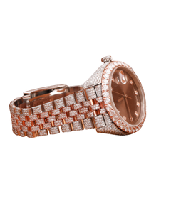 Nouvelle montre-bracelet de luxe en or blanc de qualité supérieure, avec lunette personnalisée, cadran marron original, style hip-hop, sertie de diamants Moissanite - Product Image 2