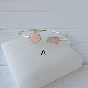 Rose Quartz <b>Bracelet</b> Sterling Silver Gemstone Bangle Elegant Healing <b>Crystal</b> Jewelry Adjustable <b>Bracelet</b> Gift For Her - Product Image 1