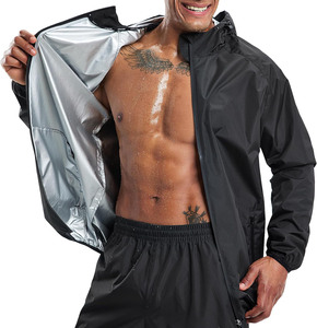 Traje de sauna personalizado para hombre con cremallera, traje deportivo para pérdida de peso, entrenamiento en el gimnasio, fitness, ejercicio, ropa deportiva para sudar, conjunto de alto rendimiento. - Product Image 5