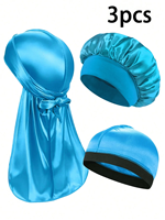 Juego de 3 Gorros y Pañuelos para la Cabeza de Poliéster para Mujer, Transpirables, Cómodos, Casuales, para las Cuatro Estaciones, Uso Doméstico