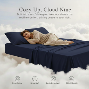 Durable <b>Navy</b> Blue Microfiber Bedsheet with Matching <b>Pillow</b> Covers | Wrinkle Free Easy Wash Fabric | Solid Color Set | 2026 - Product Image 5