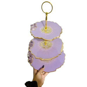 Handmade 3-Tier Epoxy Resin <b>Cake</b> <b>Stand</b> Luxury <b>Marble</b>-Effect Dessert Tower & Cupcake Holder For Weddings Birthdays And Home Decor - Product Image 6