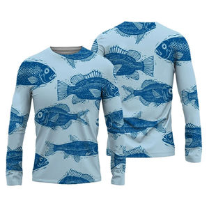 เสื้อตกปลาแขนยาวสำหรับผู้ชาย UPF 50+ ลายพิมพ์ปลา ป้องกันรังสียูวี ป้องกันแสงแดด เสื้อผ้าสำหรับเล่นกีฬา - Product Image 6