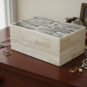 Luxury Bone Inlay Jewelry <b>Box</b> Striped Design Handmade | Decorative Storage Organizer Keepsake <b>Gift</b> Case Home Use Premium Elegant - Product Image 3