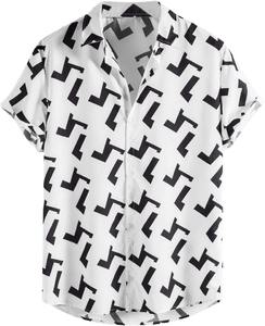 เสื้อเชิ้ตชายลายฮาวด์ทูธสไตล์ฮาวายสำหรับฤดูร้อน แขนสั้น ระบายอากาศได้ดี เหมาะสำหรับใส่ไปเที่ยวชายหาดหรือใส่ในโอกาสต่างๆ - Product Image 5