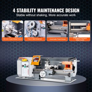 Tornio da banco in metallo 7FT X 13.78FT, resistente, 500W, nuovo, velocità variabile 0-2200 RPM, offre lavorazioni metalliche di precisione - Product Image 4