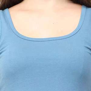 Camiseta sin mangas personalizada para mujer, informal, transpirable, ecológica, de punto acanalado, poliéster/algodón, para verano, gimnasio, cuello cuadrado, top corto - Product Image 5
