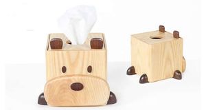 Modern Solid Wood Pig Tissue <b>Box</b> Cover with Pen Slot and <b>Storage</b> Case for Home Office in <b>Grey</b> - Product Image 2