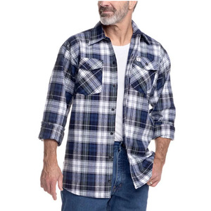 Custom Men's Retro Autumn Winter Plaid Shirt Polyester Long Sleeved Button Smart Casual Thick Black <b>White</b> <b>Flannel</b> Shirt - Product Image 2
