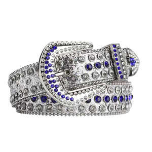 <b>Red</b> Rhinestone Embellished Casual <b>Belt</b> Silver Pin Buckle Party Style Solid Pattern - Product Image 2