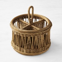 Organisateur de couverts en rotin, panier à couverts en bois, panier de rangement, décoration et rangement pour table à manger