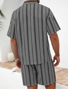Camiseta de Manga Corta a Rayas 2025, Conjunto de Pantalones Cortos Casuales de Verano para Hombre - Product Image 5