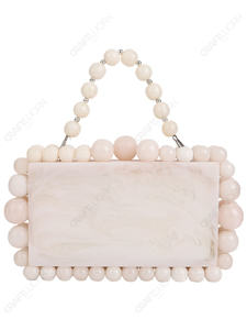 Pochette en résine marbrée avec cadre perlé et chaîne, sac de soirée de créateur pour les acheteurs en gros, OEM et sous marque privée - Product Image 2