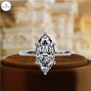 Anillo de Compromiso con Diamante Cultivado en Laboratorio de 1 Quilate, Anillo de Diamante Solitario, Anillo de Compromiso Marquise de 6 Puntas en Oro Sólido de 14k - Product Image 2
