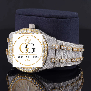Reloj de Diamantes Moderno de Primera Calidad, Totalmente Cubierto de Diamantes, con Esfera Dorada, para Uso Corporativo y Nocturno, Disponible a Precio de Fábrica - Product Image 3