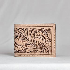Portefeuille en cuir véritable fait main avec motif en relief, style vintage, fermeture pliante, portefeuille court pour homme, usage quotidien - Product Image 3
