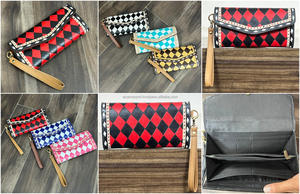 Nouveau Portefeuille Pochette à Main en Cuir Véritable à Motifs à Carreaux avec Blocage RFID pour Femmes - Product Image 3