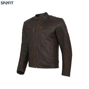 Men's 100% Polyester Eco-Friendly Waterproof Biker Jacket Crew Neck <b>Zip</b> Motorcycle Style Casual Slim Fit Multiple Zipper Front - Product Image 1