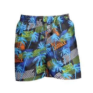 Shorts de bain pour hommes à séchage rapide, motif palmier, taille élastique, décontractés, 100% polyester tissé - Product Image 1