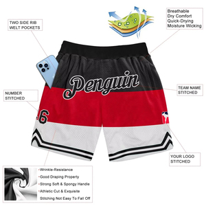 Shorts de basketball pour hommes personnalisés, de haute qualité, décontractés, écologiques, imprimés sur toute la surface, avec poches en mesh à transfert thermique - Product Image 2