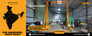 Grue mobile à portique de type européen robuste INOVIC CRM avec palan électrique |   Grue industrielle portable jaune d'une capacité de 1 à 5 tonnes - Product Image 3