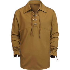 Men's Medieval Lace up <b>Pirate</b> Shirt Renaissance Custom OEM ODM Gothic Long Sleeve Shirts Halloween Scottish Jacobite <b>Tops</b> - Product Image 1