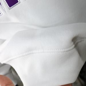 AMHERST WHITE <b>Mock</b> <b>Neck</b> Sweatshirt 100%PURPLE Applique Embroidery wide <b>neck</b> Sweatshirt Finer Threads - Product Image 4